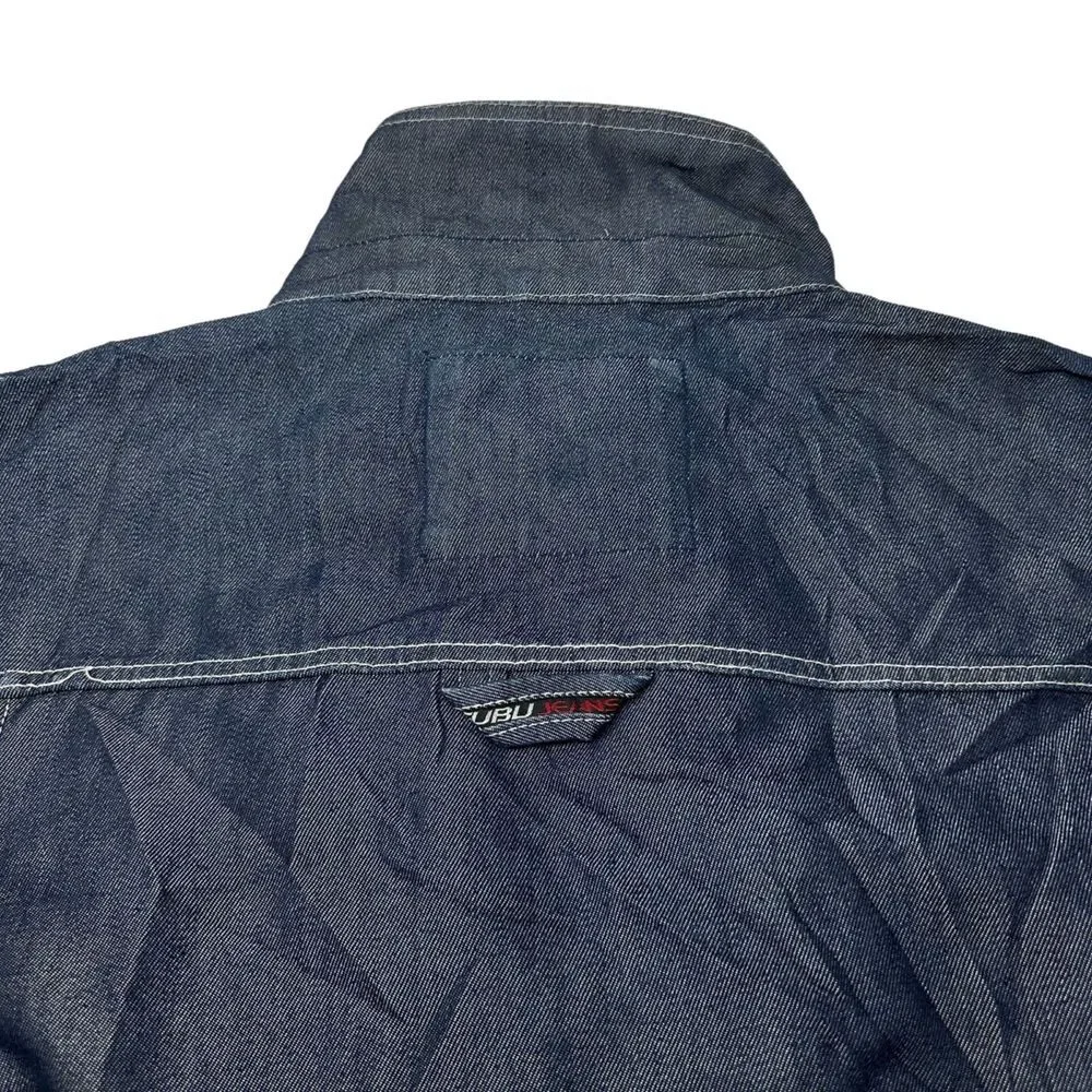 FUBU The Collection Blue‎ Denim Jacket Button Y2K 90s 3XL XXXL